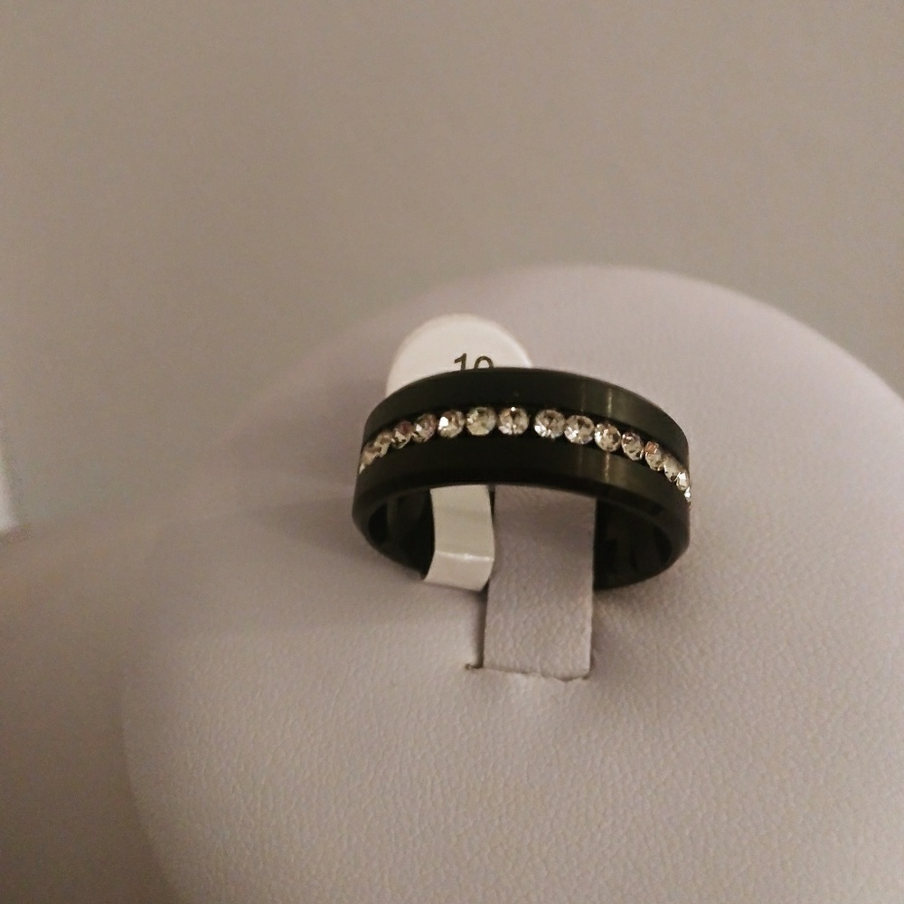 Steel rhinestone ring
